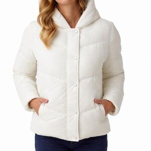 32 Degrees Heat Women's L Puffer Jacket White Polyester c0369